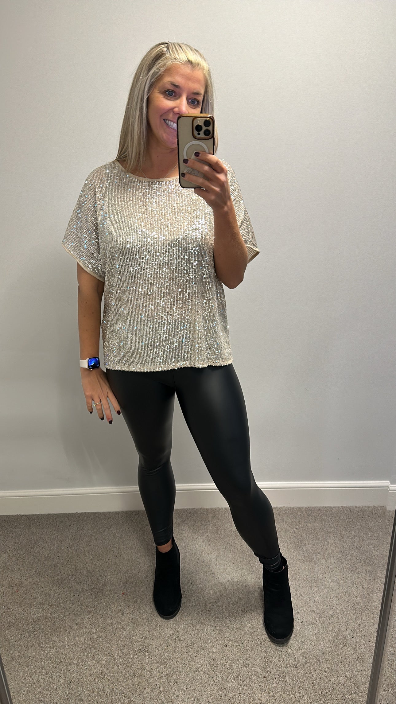 Gold sequin top one size fitting upto size 16