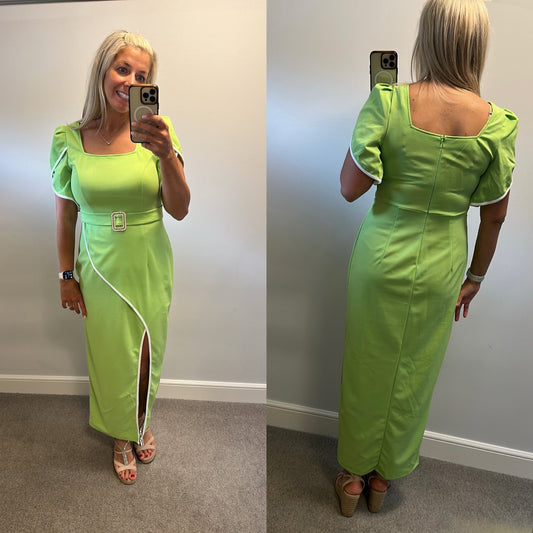 Aomei green split dress brand new with tags would fit upto size 14