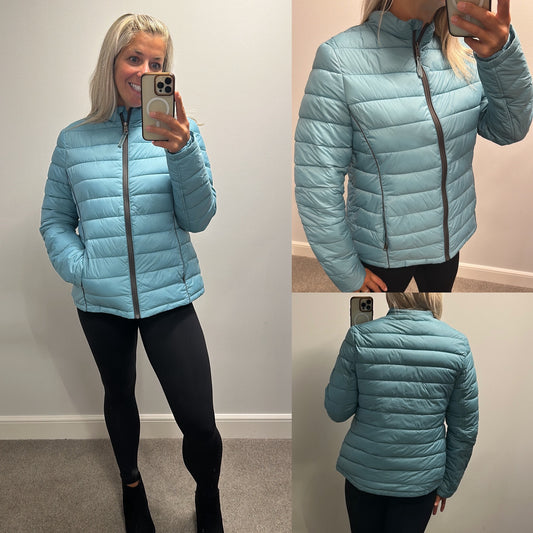 White stuff turquoise blue nylon puff jacket size 16