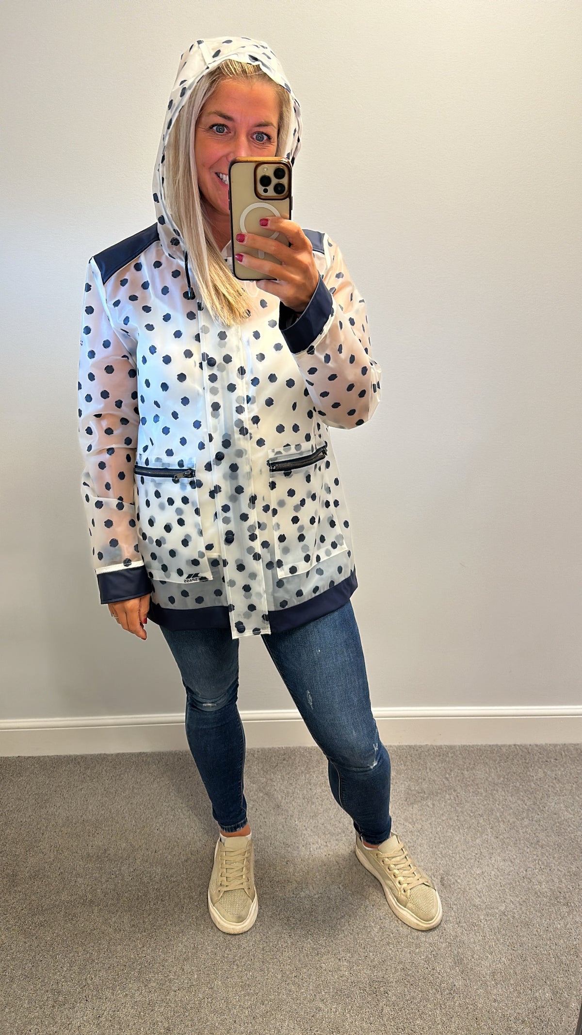Trespass polka dot waterproof raincoat size 14