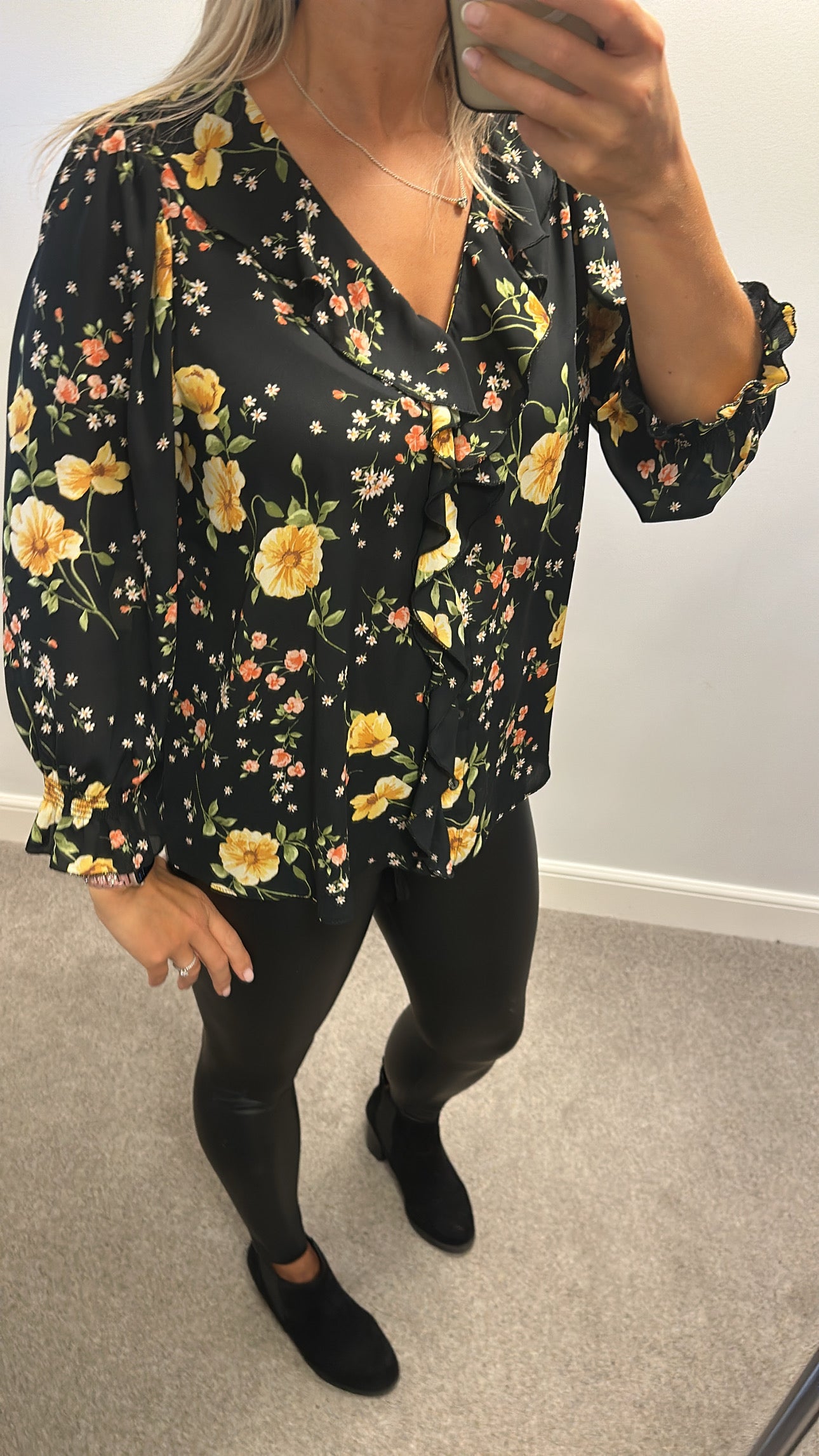 Dorothy Perkins black floral blouse size 16
