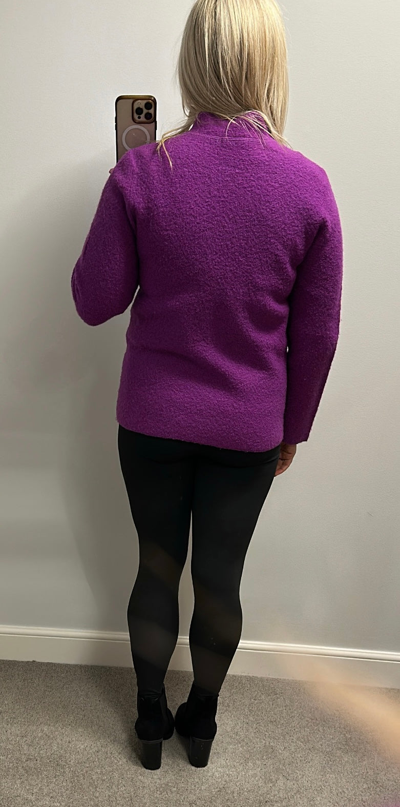 Alexandra Bartlett purple wool cardigan size M Would fit upto size 12