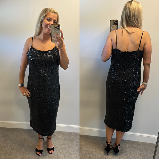 The Pretty Dress Company black sequin dress size 18 brand new with tags