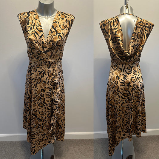 Warehouse animal print wrap dress size 8