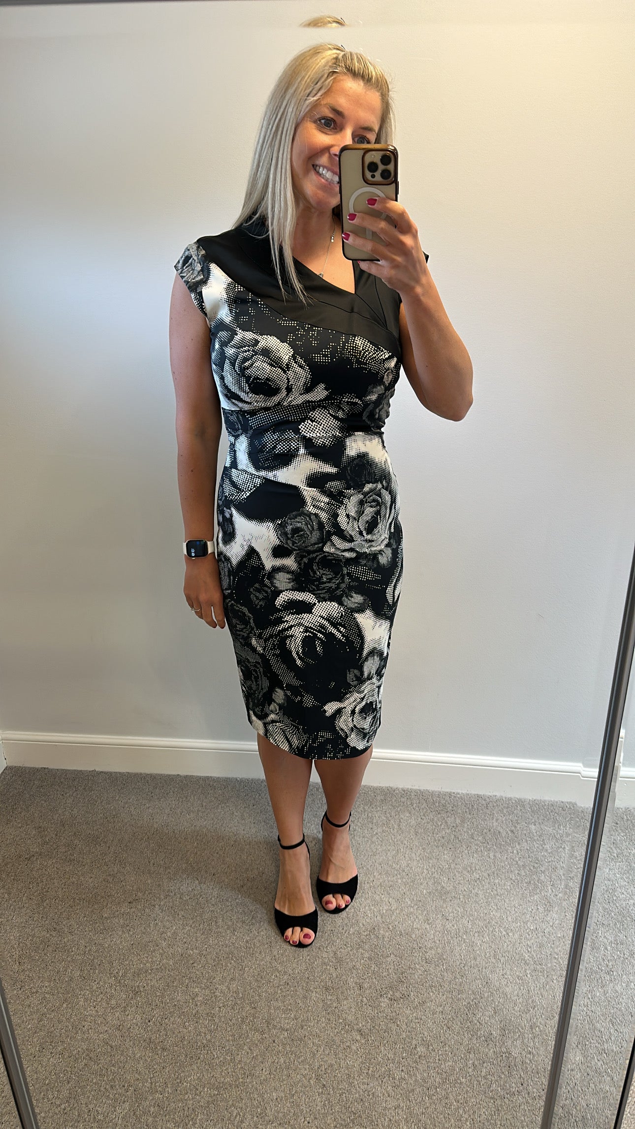 Karen Millen black floral dress small size 14