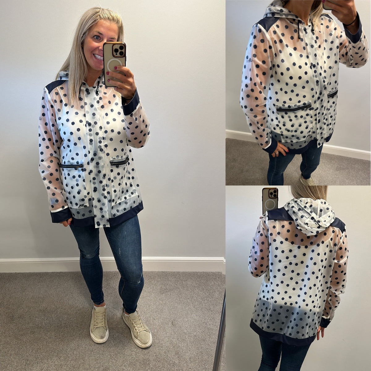 Trespass polka dot waterproof raincoat size 14