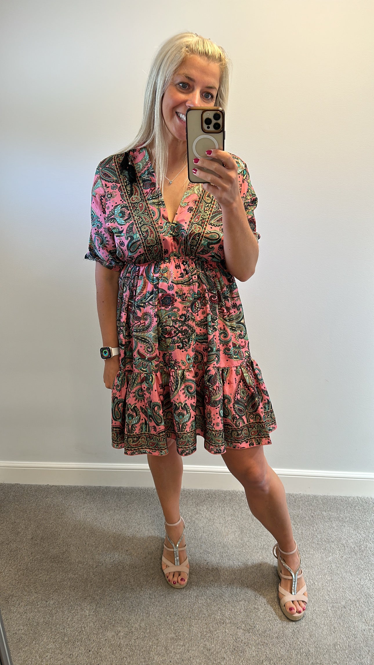 Made with love pink paisley print dress one size fitting upto size 14