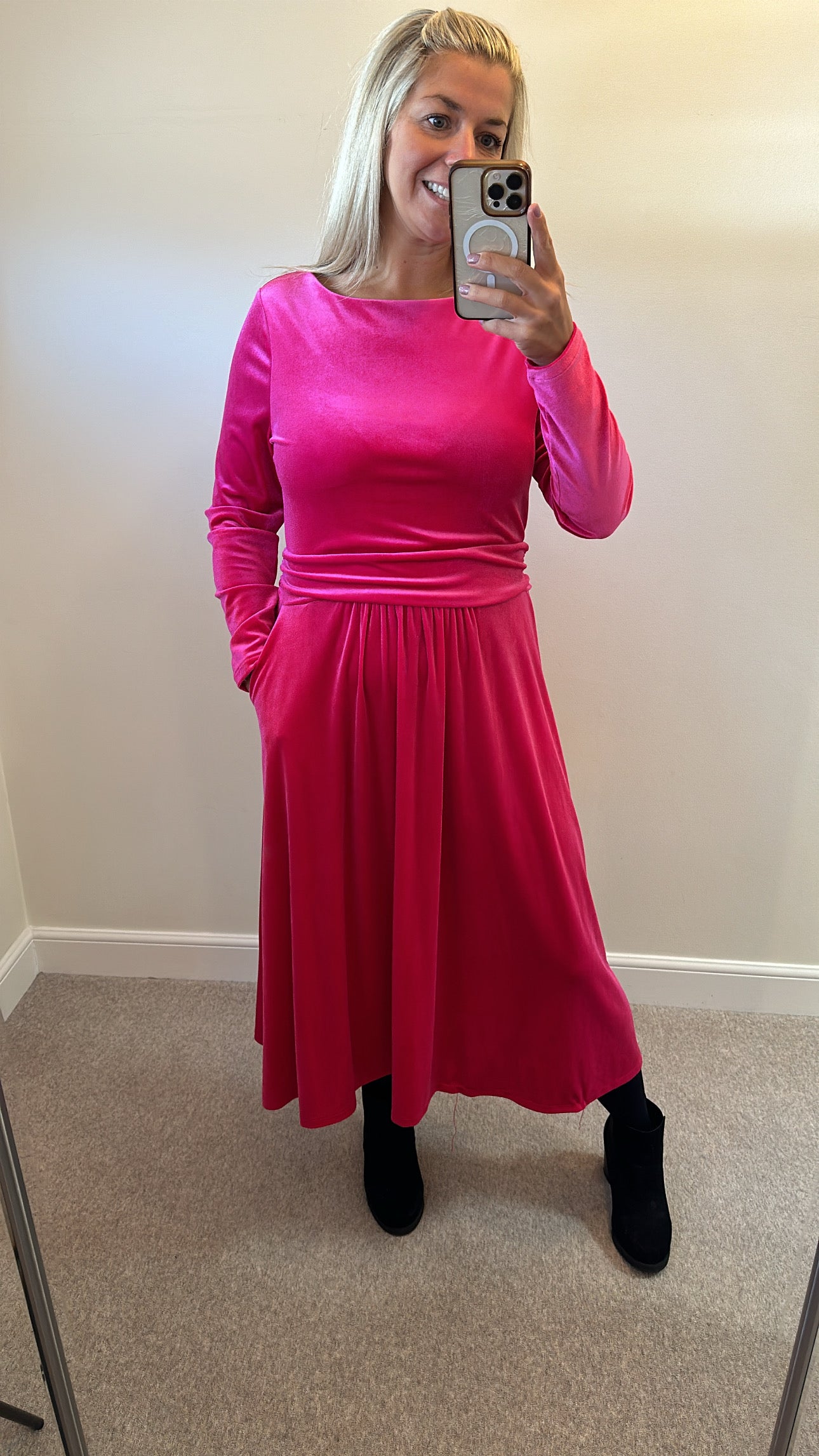 Boden pink velvet dress size 16