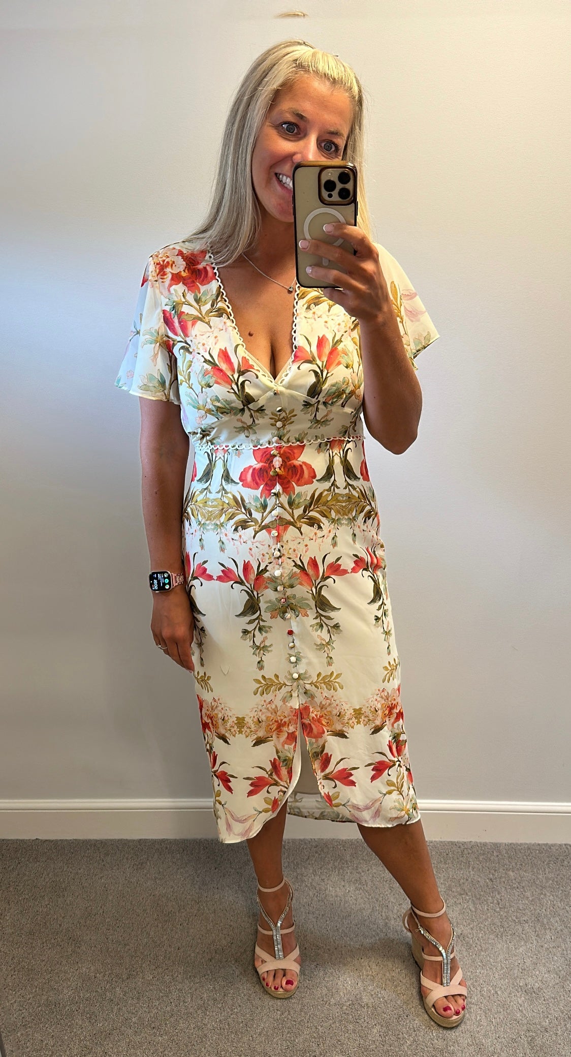 Hope & ivy cream floral dress size 12