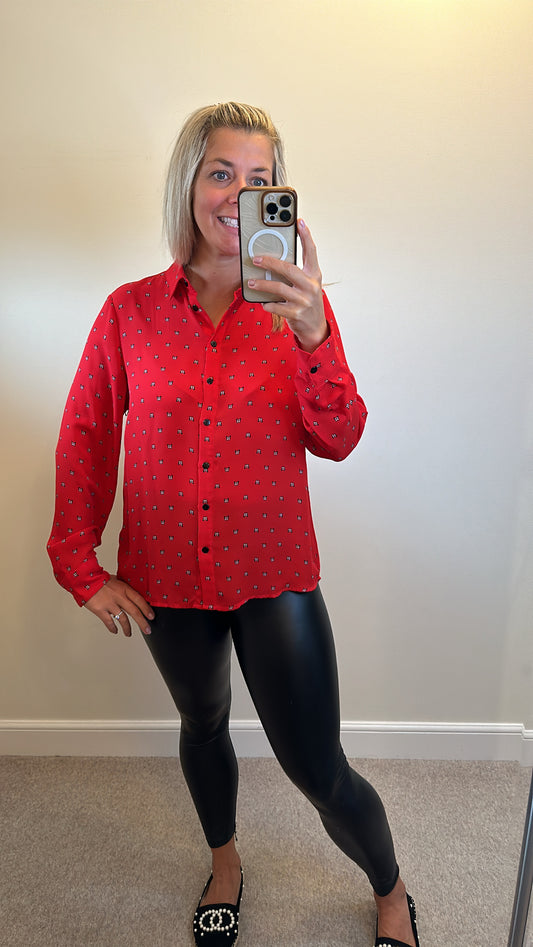 New look red butterfly shirt size 14