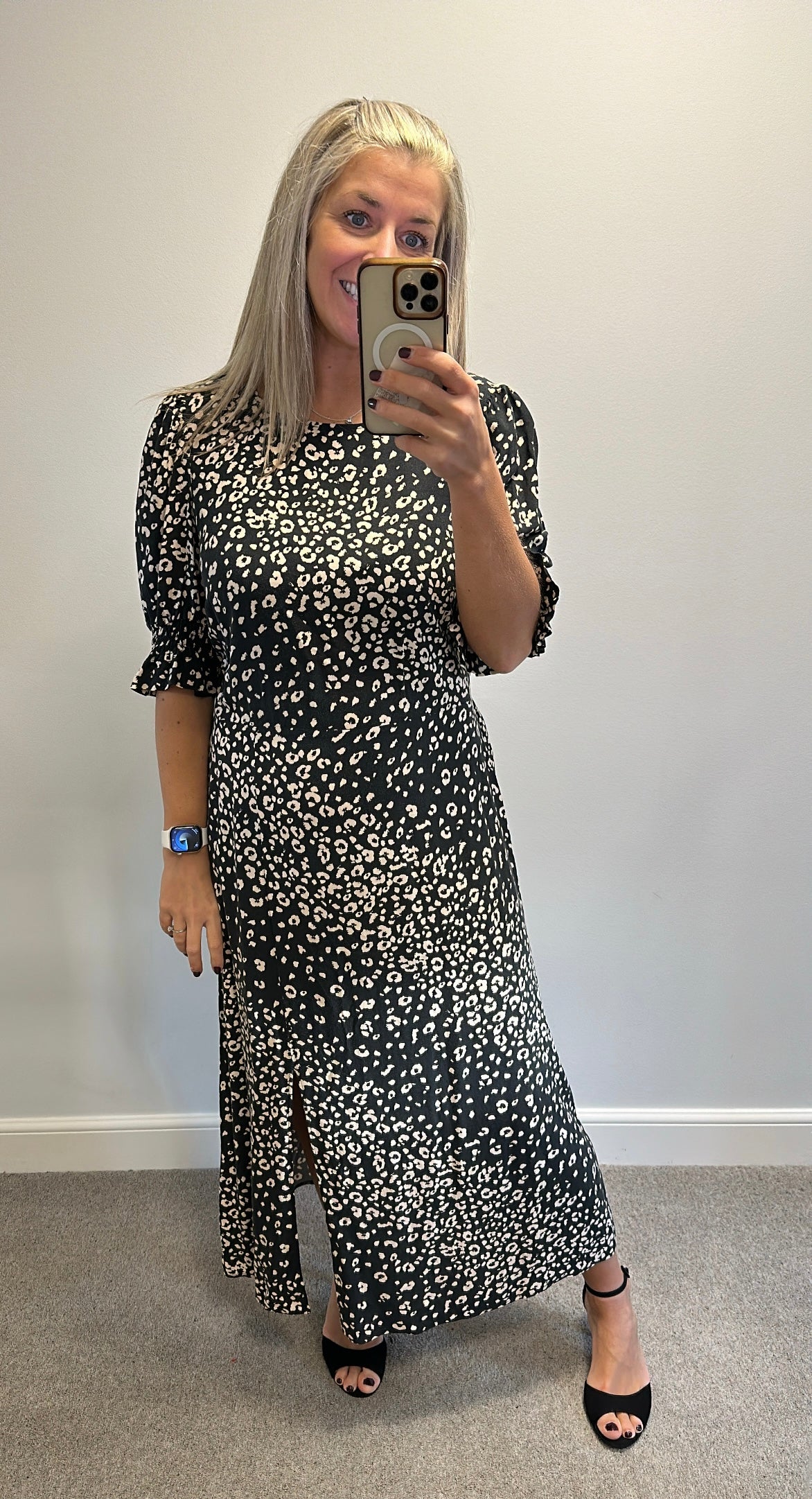 Friends like these black and beige print dress size 16