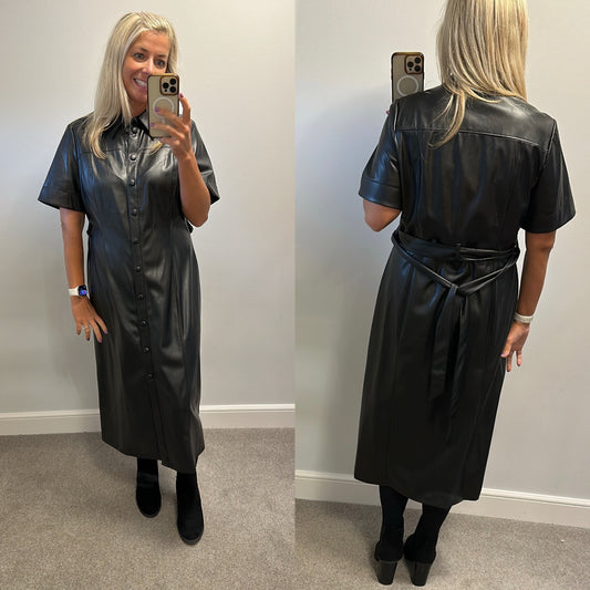 Marks and Spencer’s black leather style dress size 16 brand new with tags RRP £55