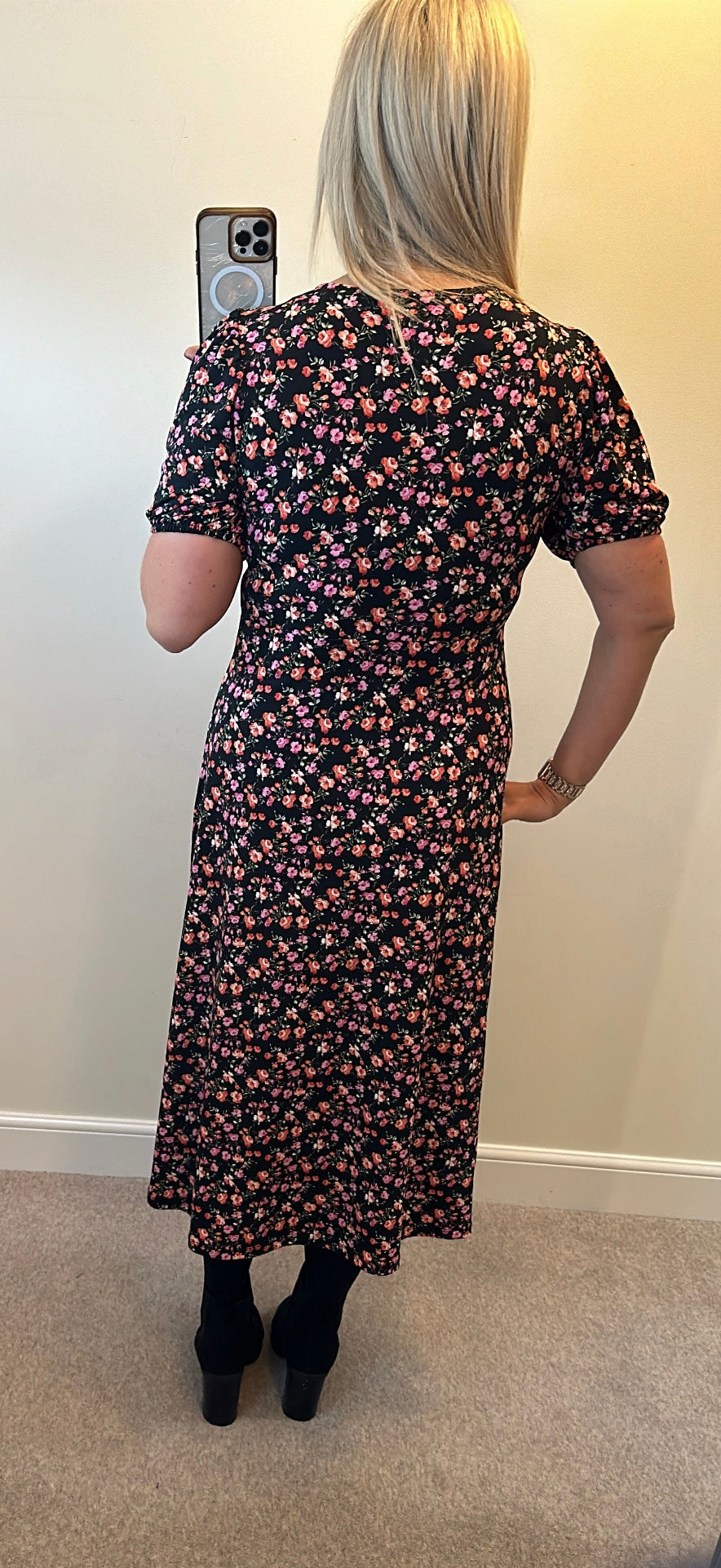 Lipsy black floral maxi dress size 12