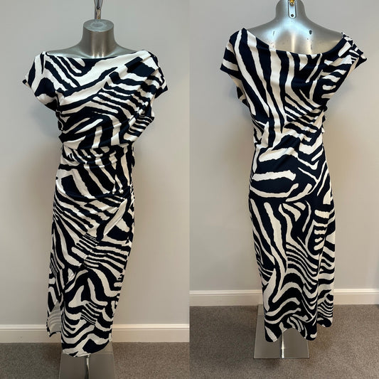 River island navy and white off shoulder dress size 10