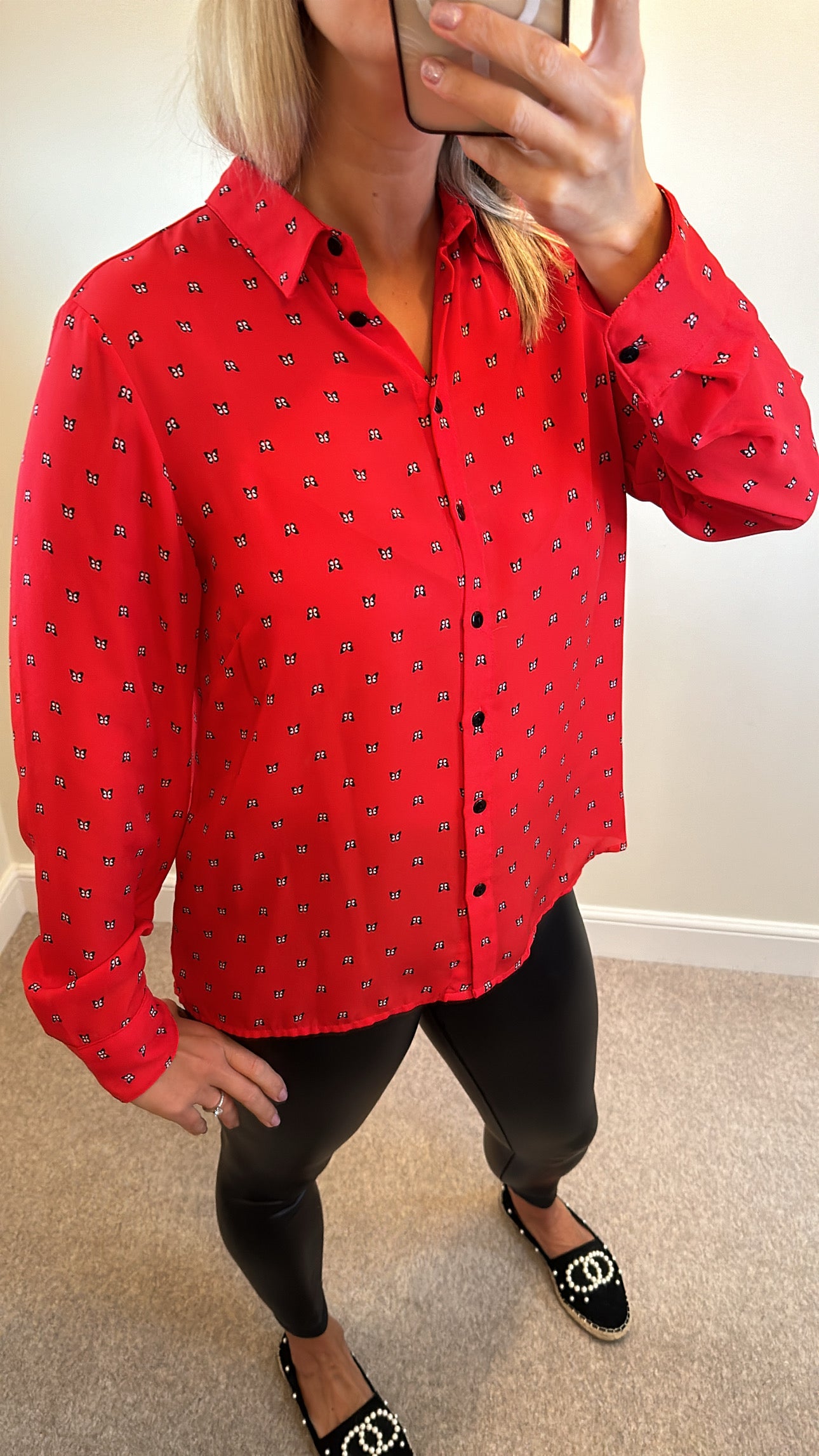 New look red butterfly shirt size 14