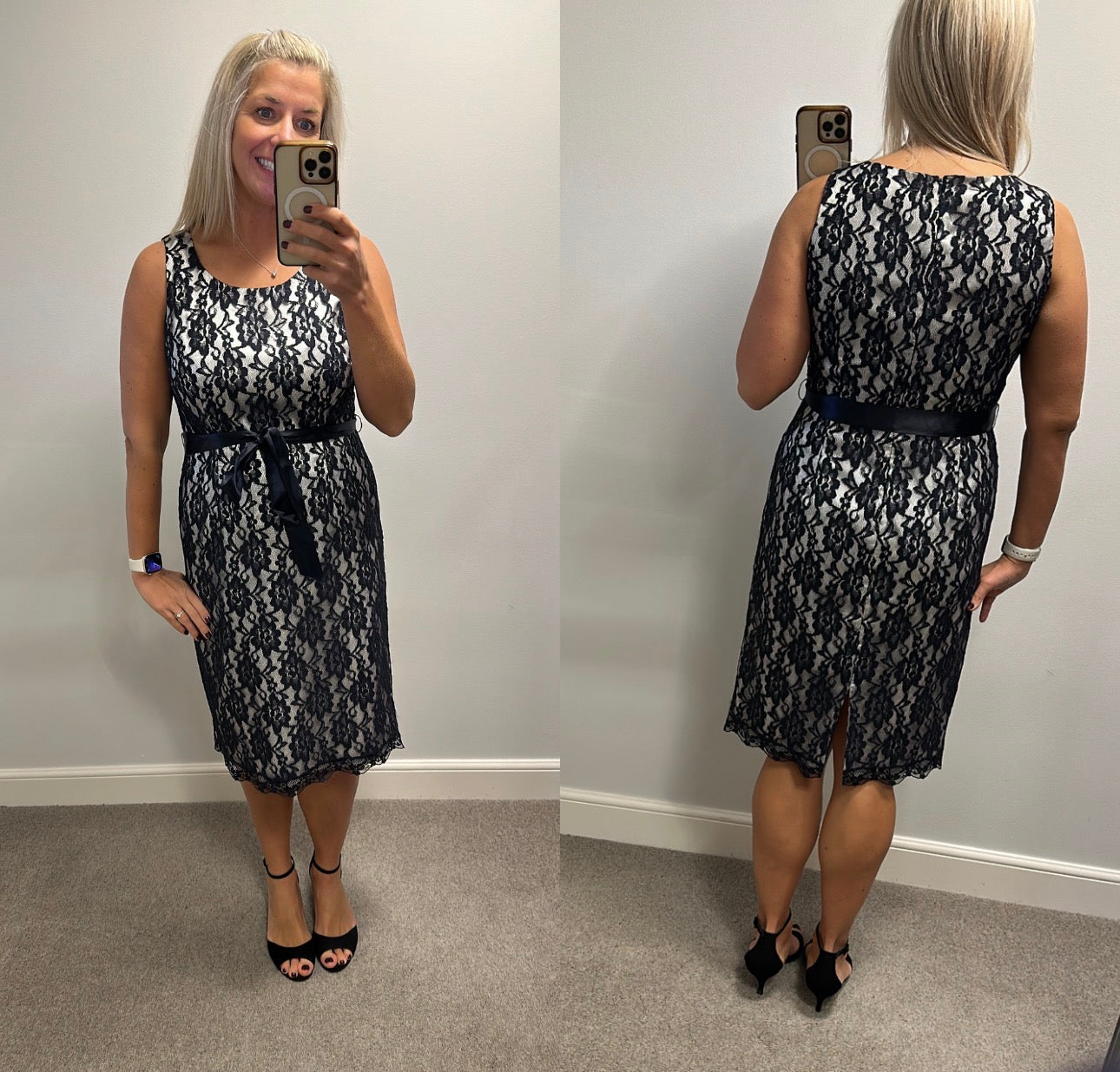 Jacques vert navy lace dress size 12