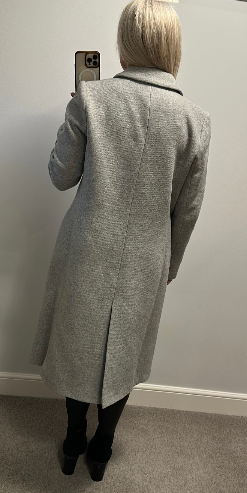 Fenn Wright Manson grey wool long line coat size 16