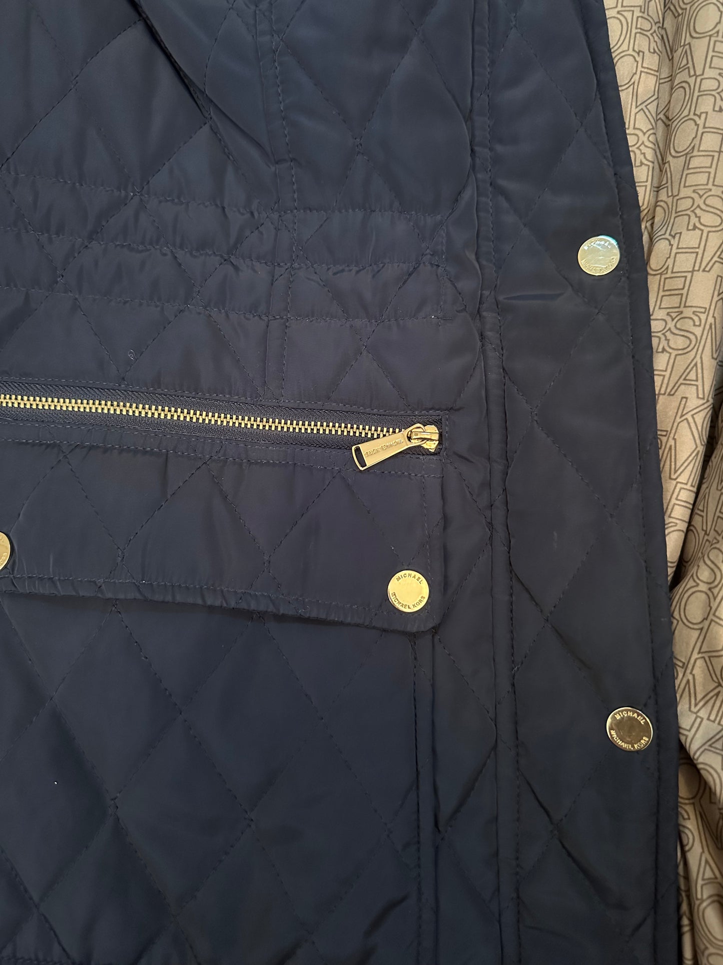 Michael Kors navy quilted jacket size M fit upto small size 14