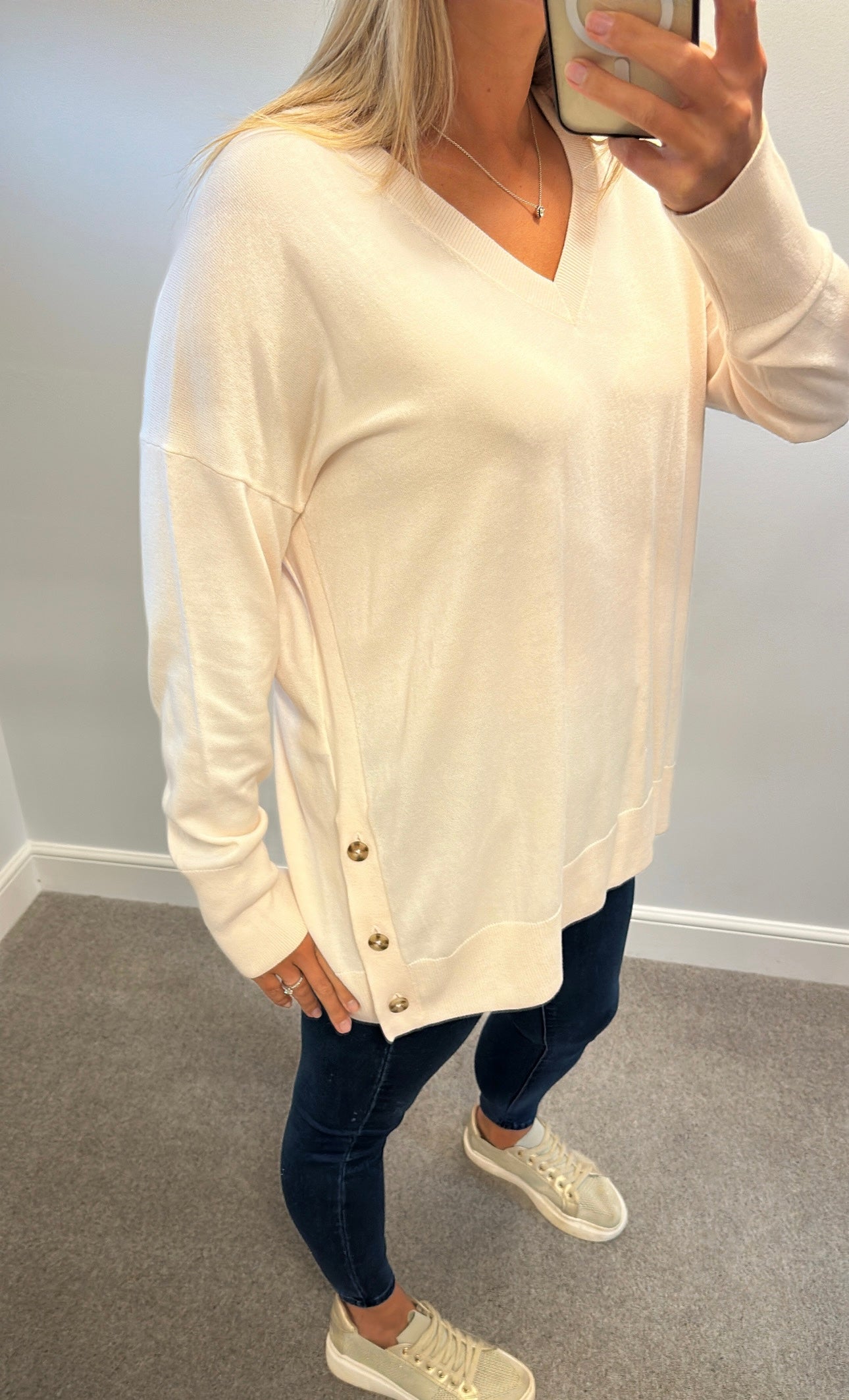 White label “white company” cotton Rose pink V neck jumper size 16