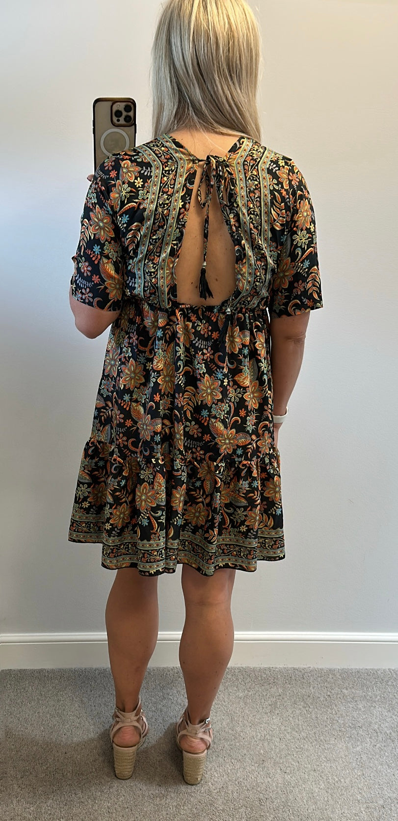 Made with love Black floral dress one size fitting upto size 14