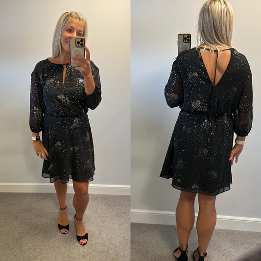 Warehouse black silver shimmer dress size 12