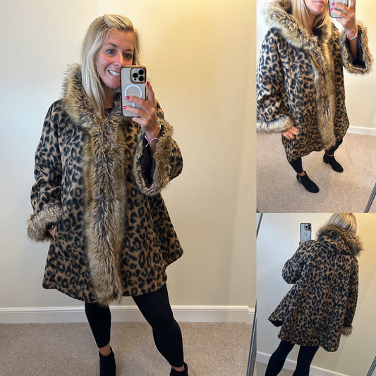 Faux fur animal print jacket one size upto size 18 brand new with tags