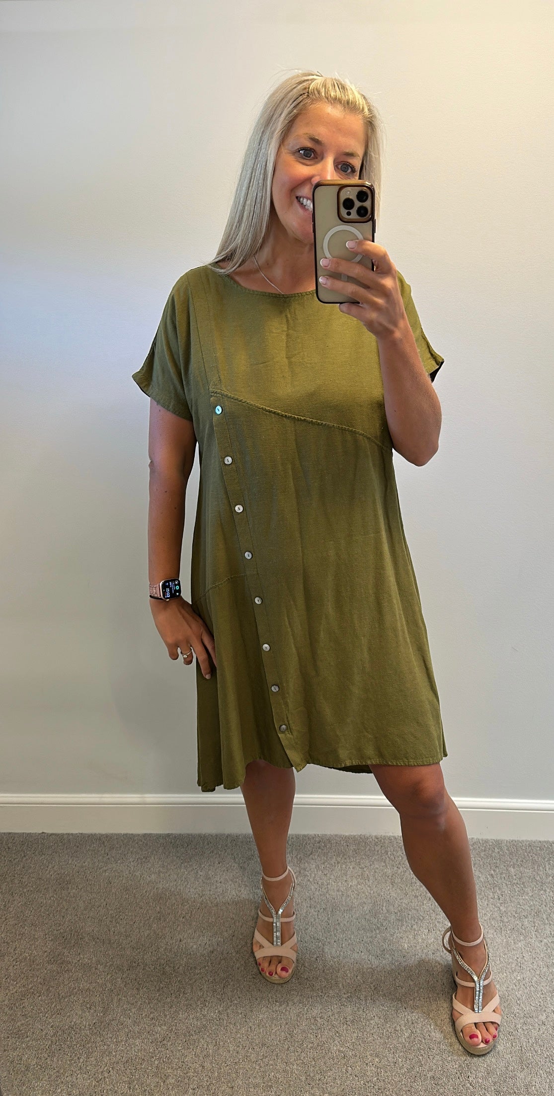 Viz a viz khaki green dress one size fitting upto size 16