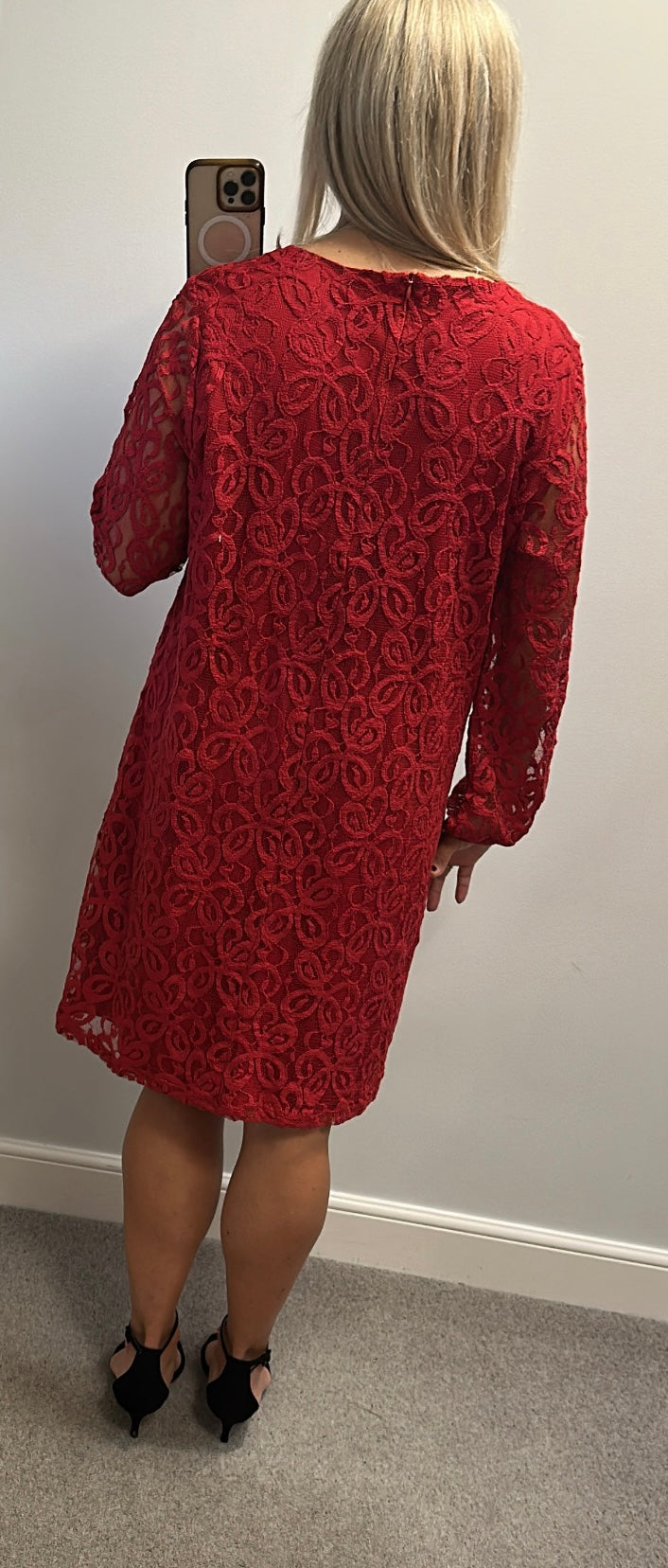 Bonmarche red lace dress size 18