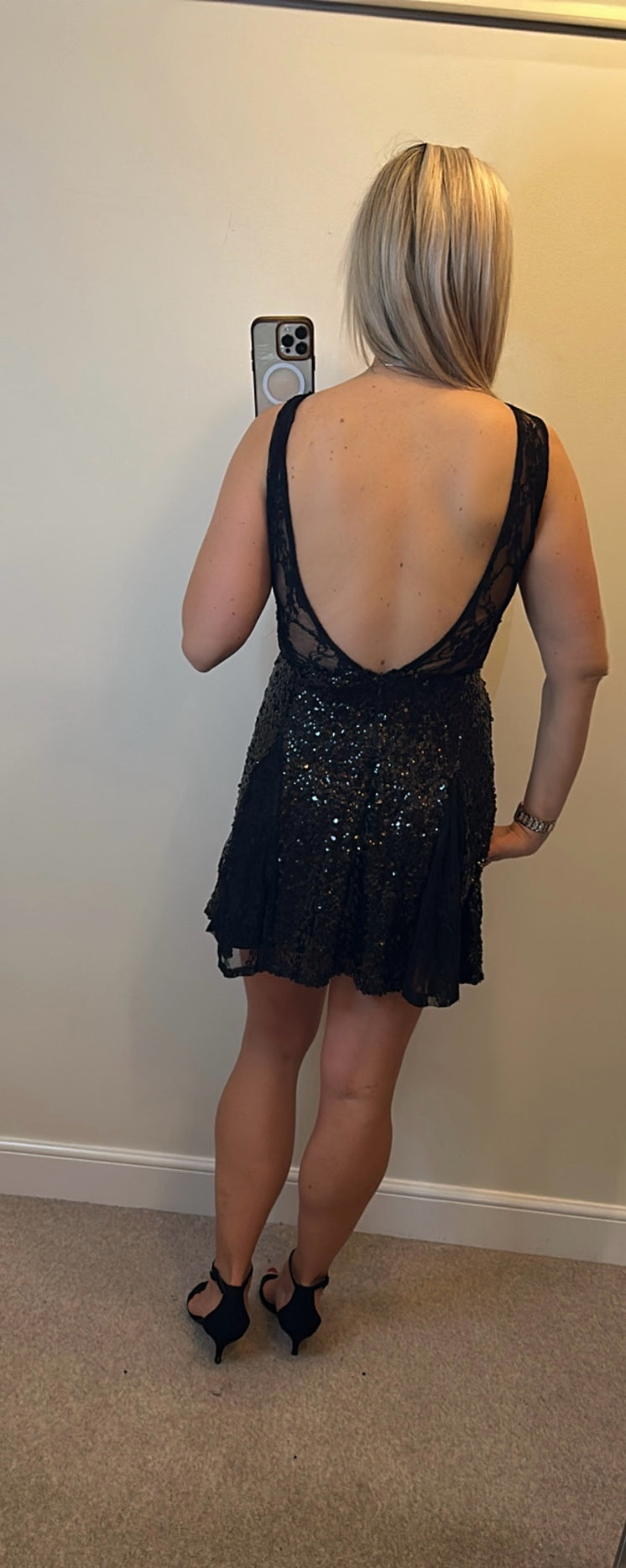 ASOS black sequin lace dress size 10