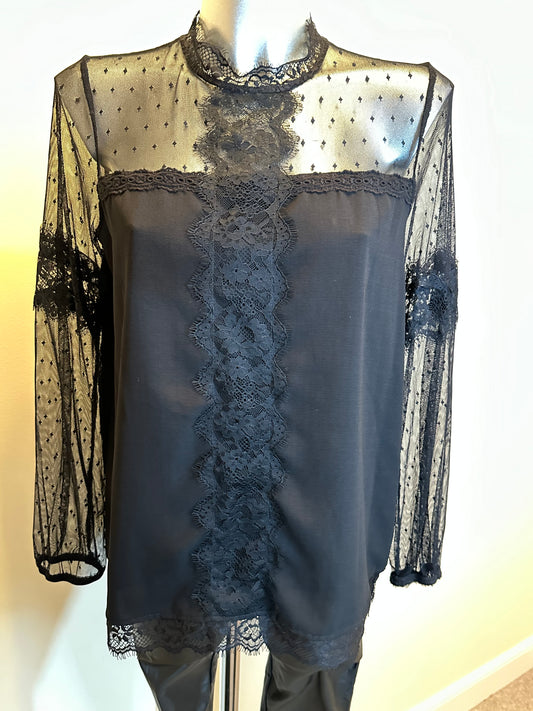 Papaya black sheer sleeves size 12