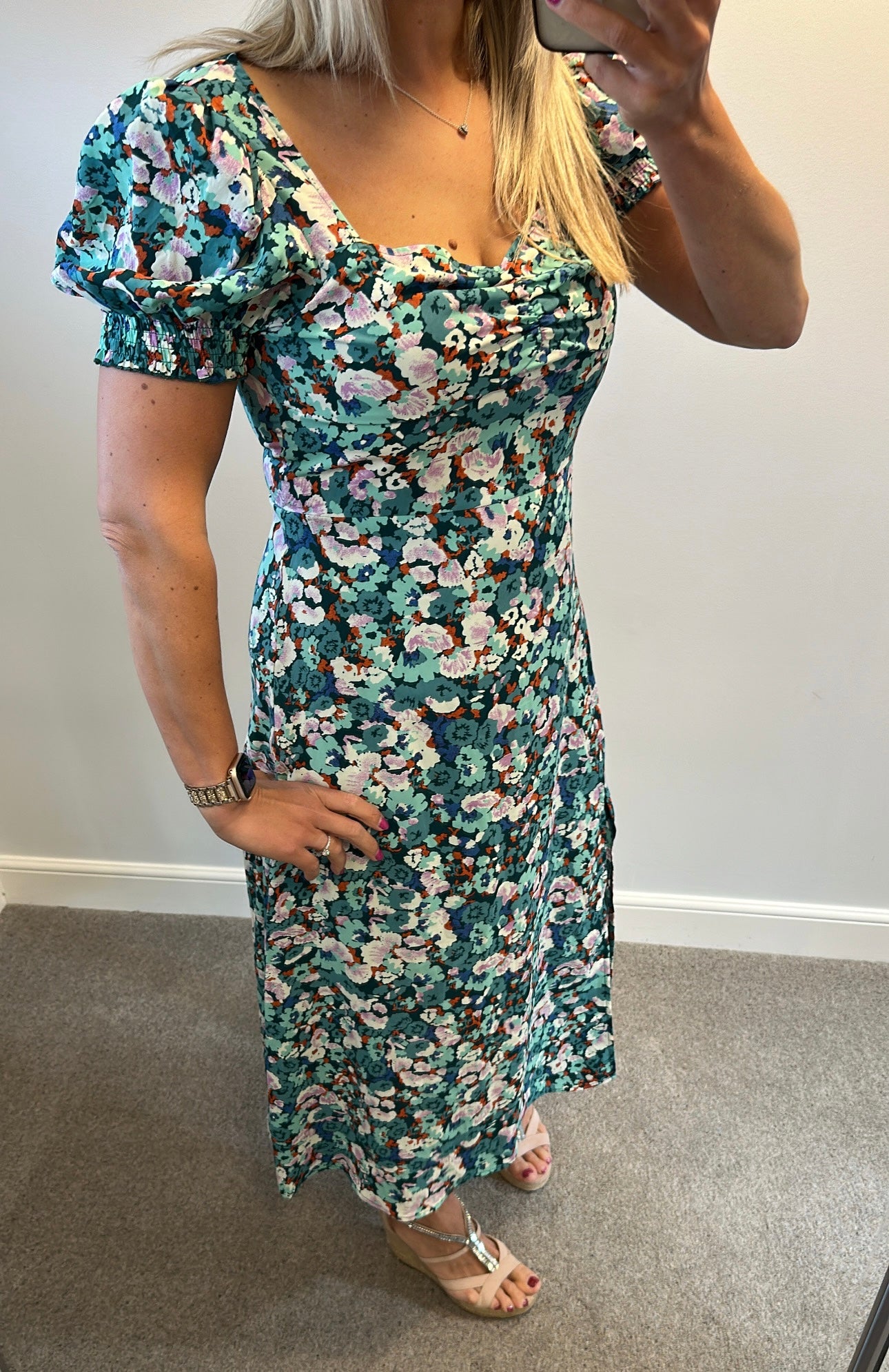 Girl in mind turquoise blue floral dress size 12
