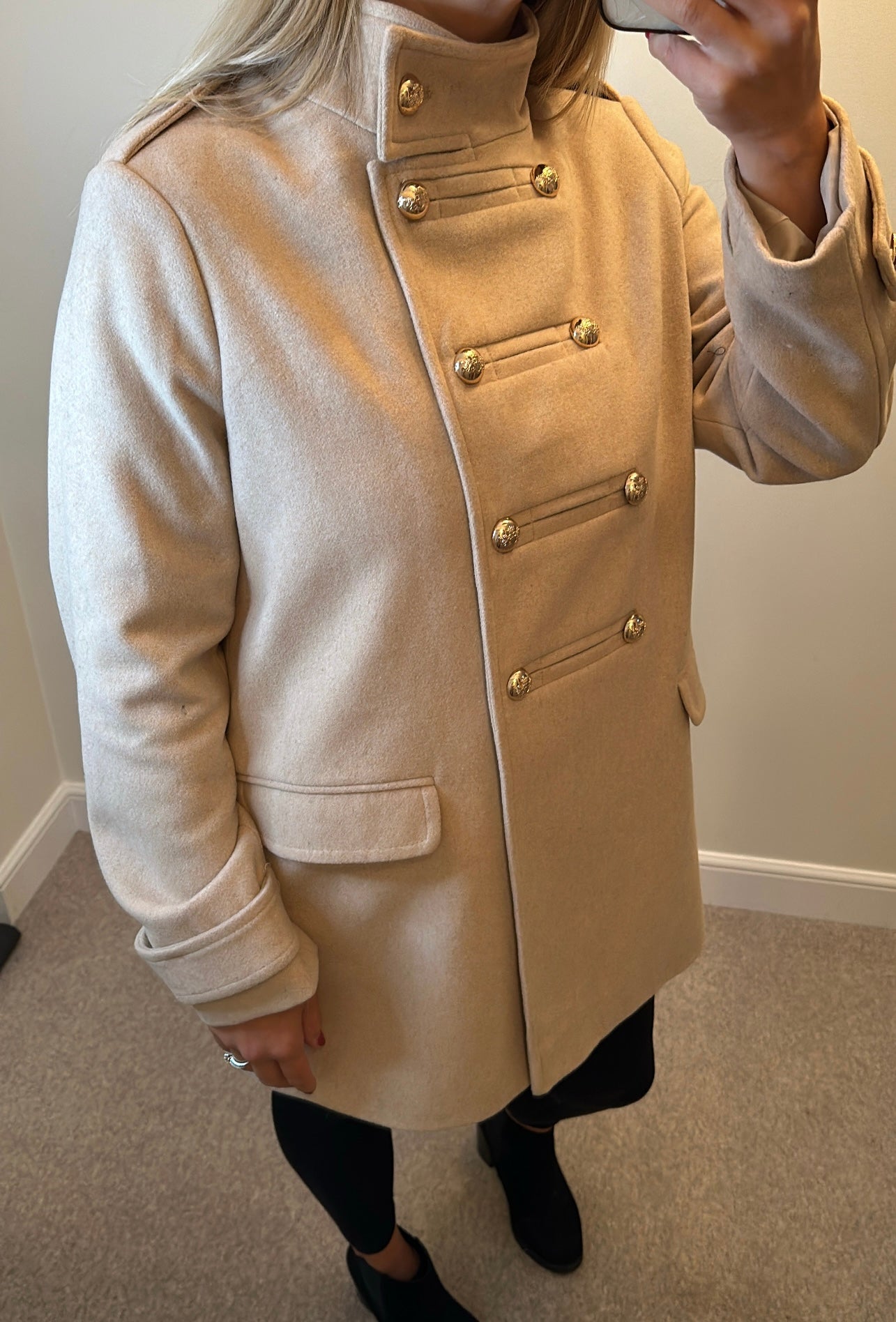 Monsoon wool beige jacket size 14