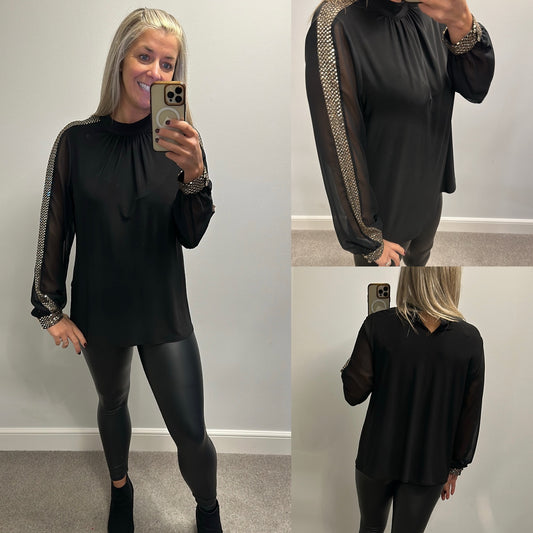 M&Co black and gold top size 16