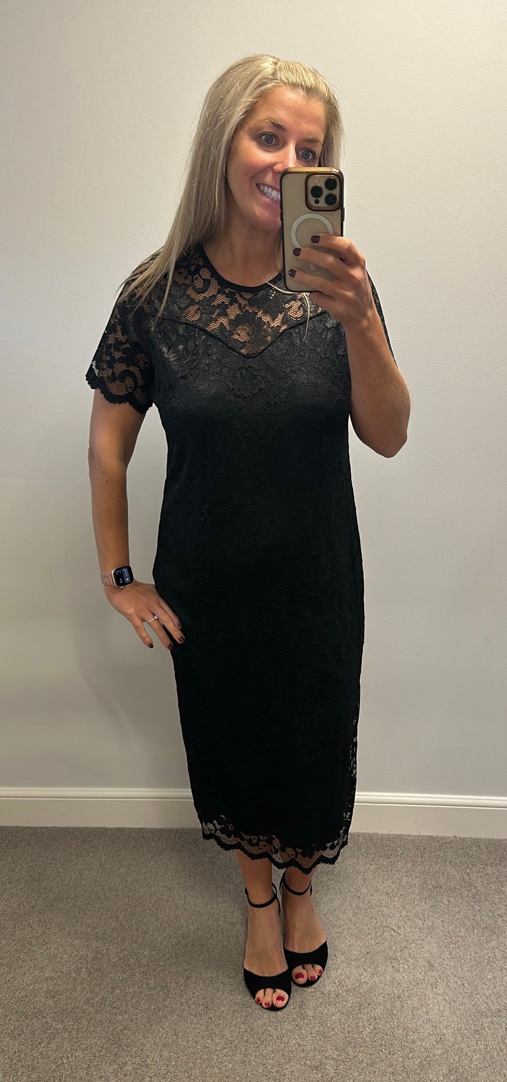 Nouvelle collection black lace midi dress size 18