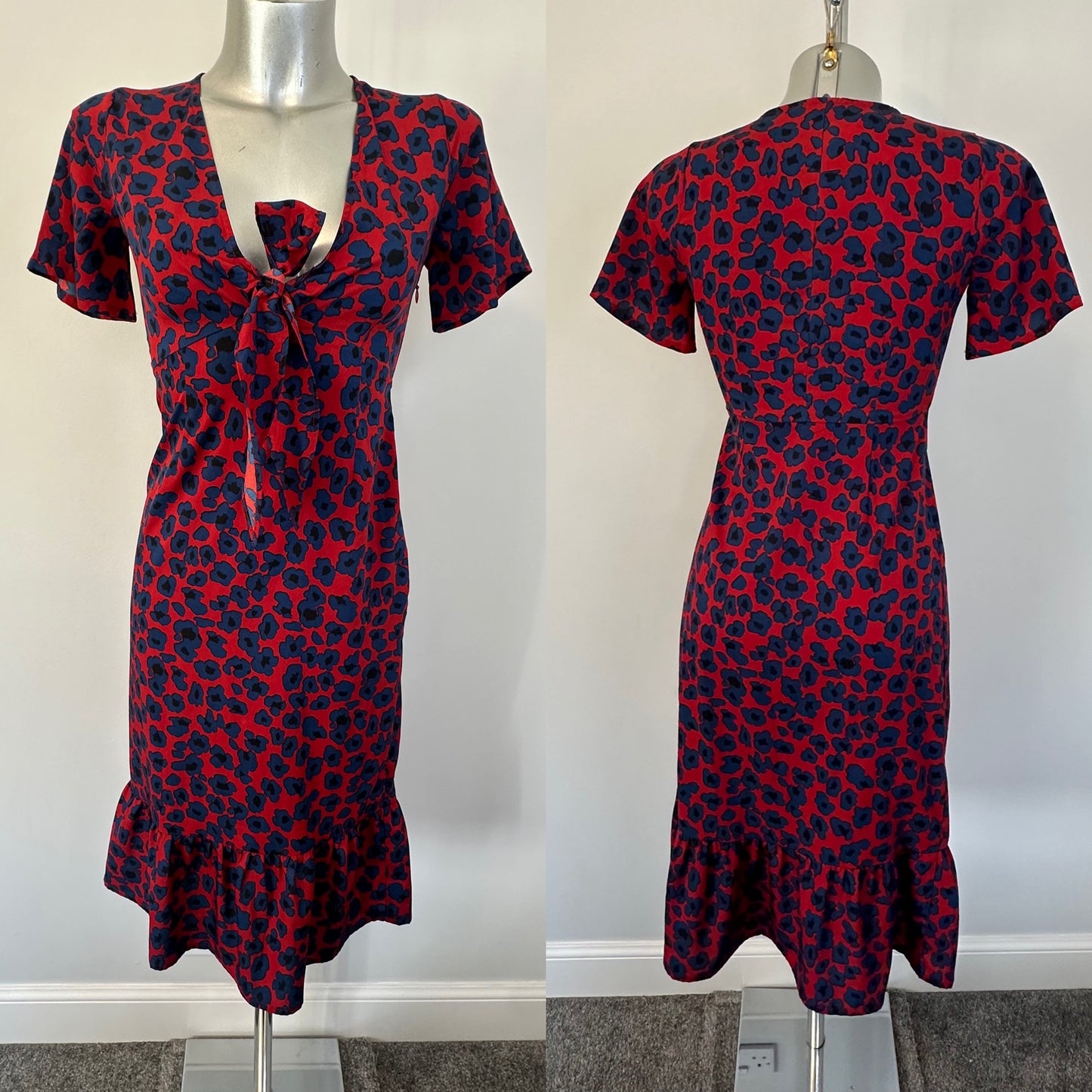 Wednesdays girl navy and navy print dress size XXS (6-8)