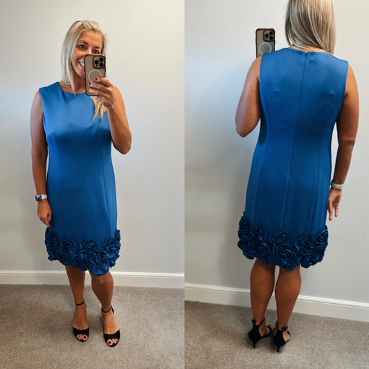 Kaleidoscope blue ruffle hem dress size 16 brand new with tags