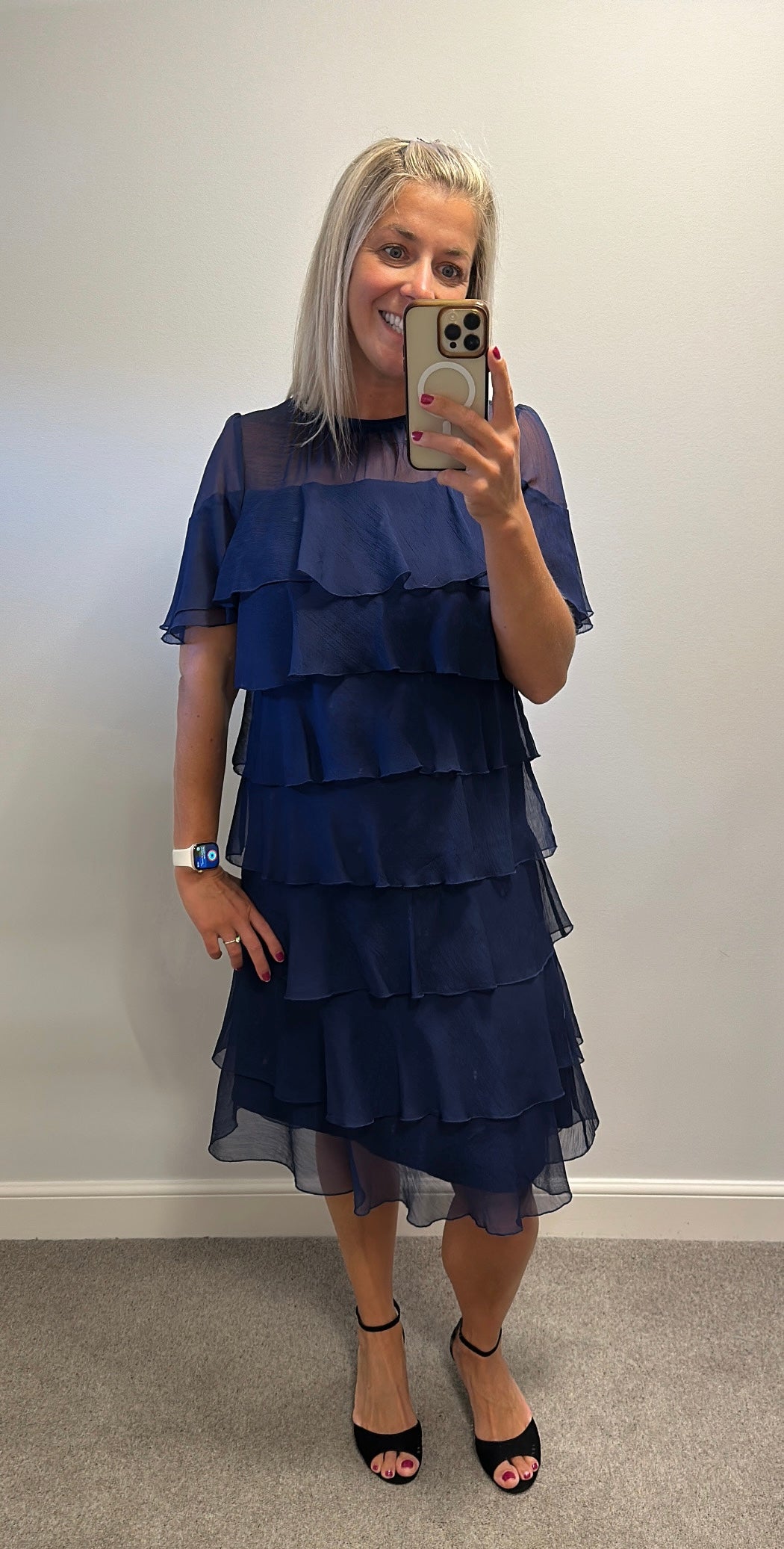 Phase eight navy ruffle dress size 12