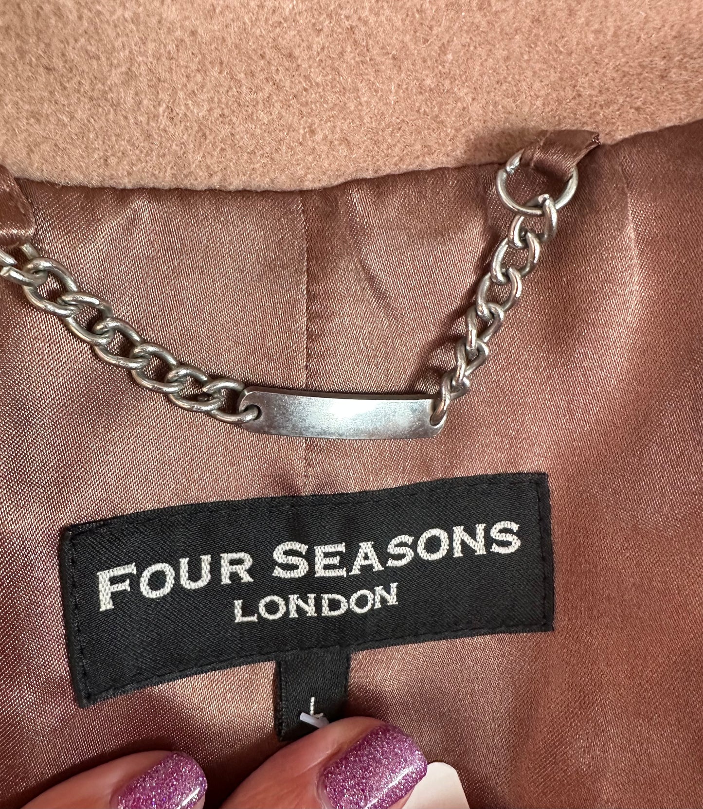 Four seasons tan wool coat size L