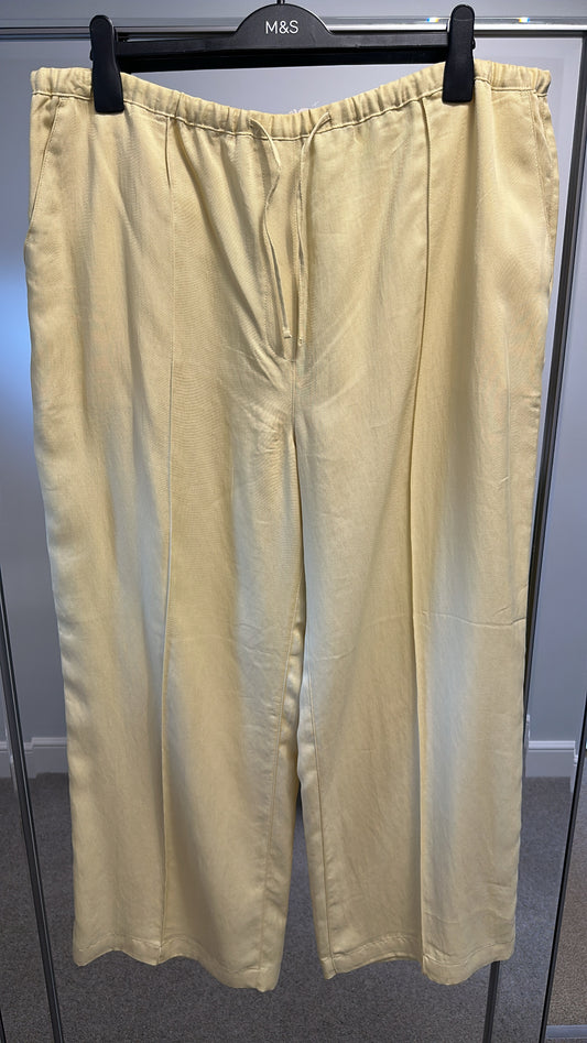 Next pale yellow wide leg trousers size 18 regular brand new with tags