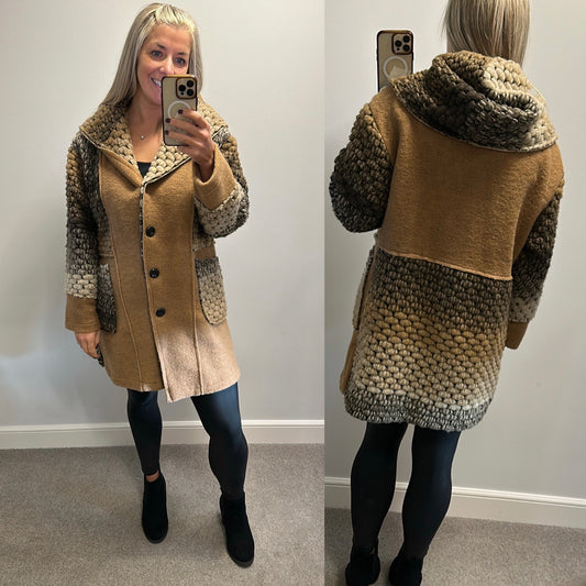 Instime Made in Italy beige knit coatigan one size fitting upto size 16 brand new with tags