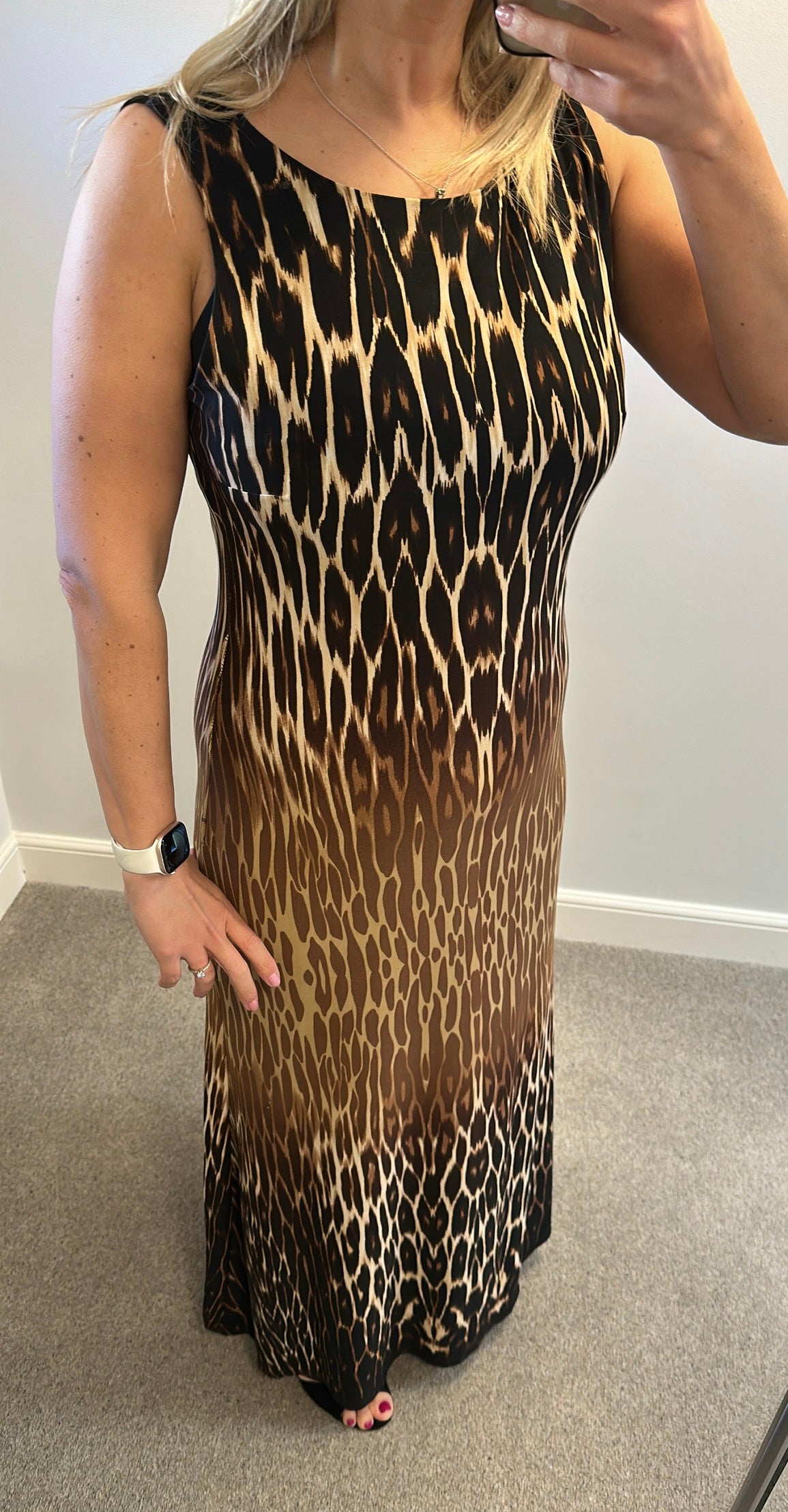 Sandra Darren animal print maxi dress size 14