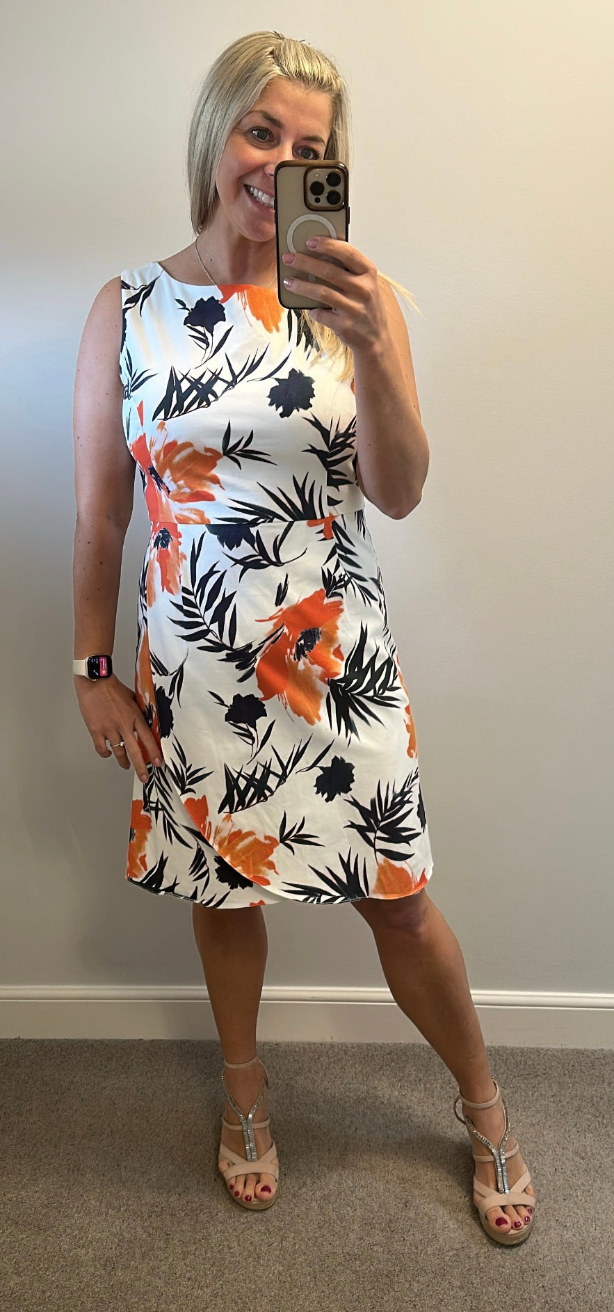 Phase eight white floral dress size 14