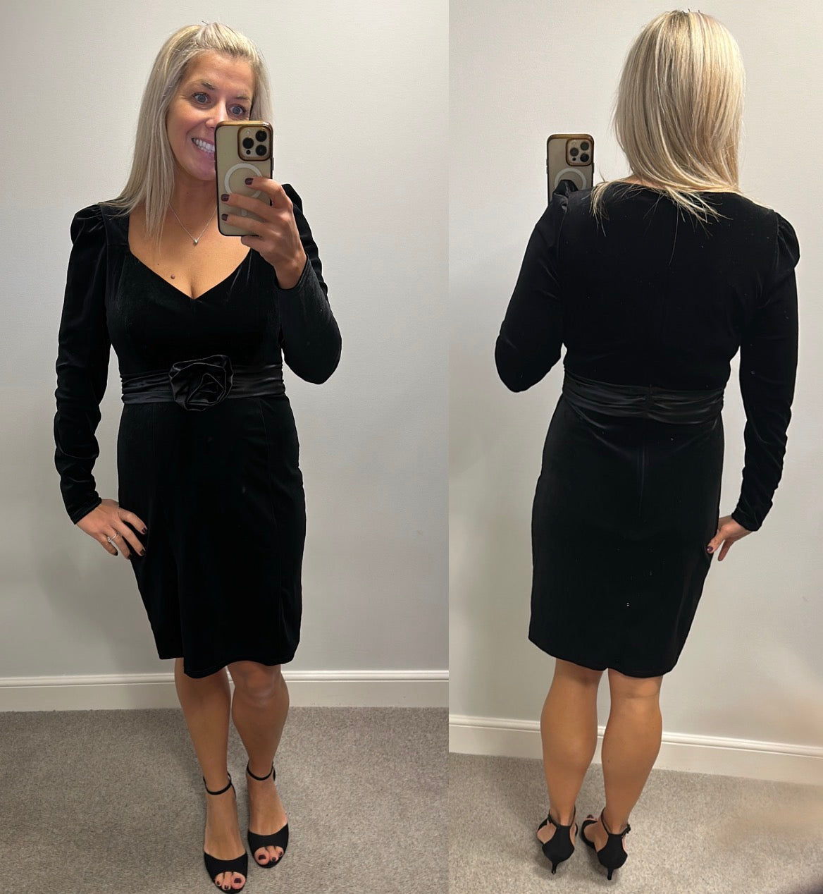 Monsoon black velvet dress size 10