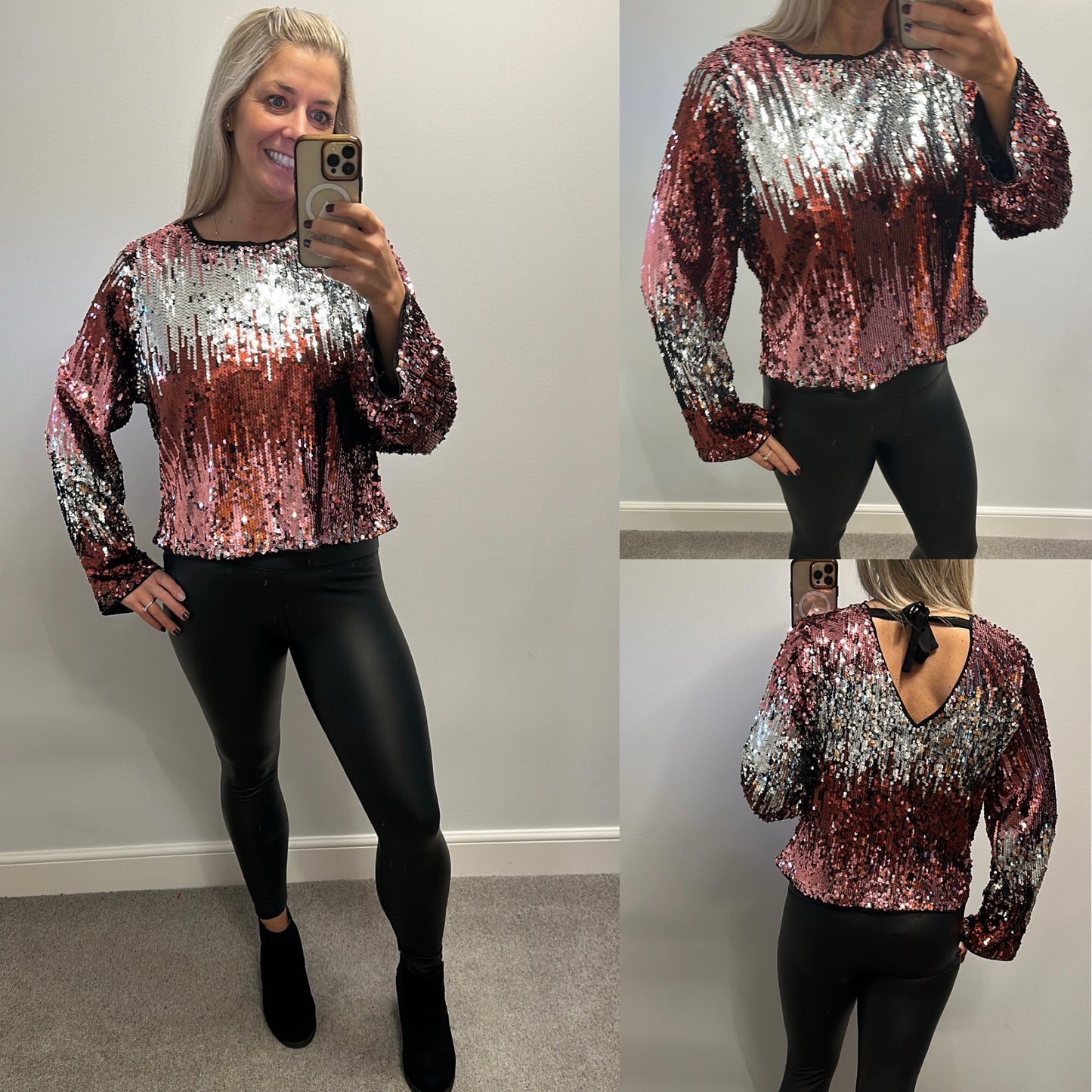 George rose gold and silver sequin top size 18 brand new with tags