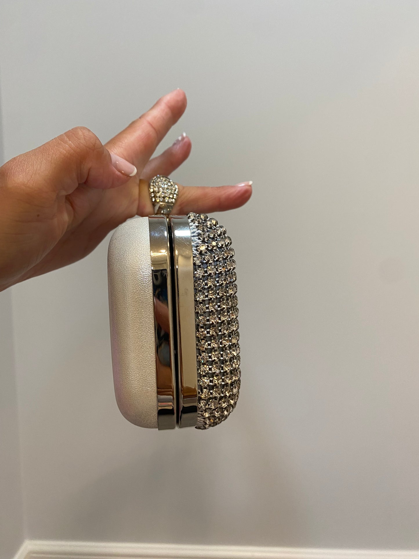 Diamanté clutch bag with strap