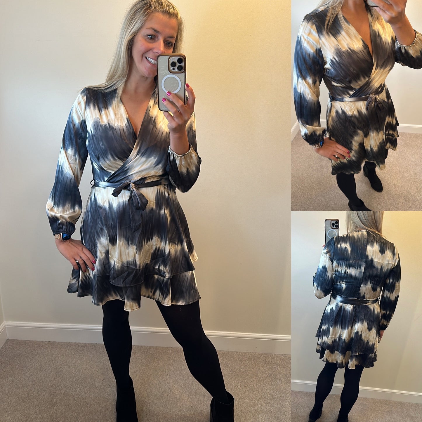 Quiz grey print dress size 12