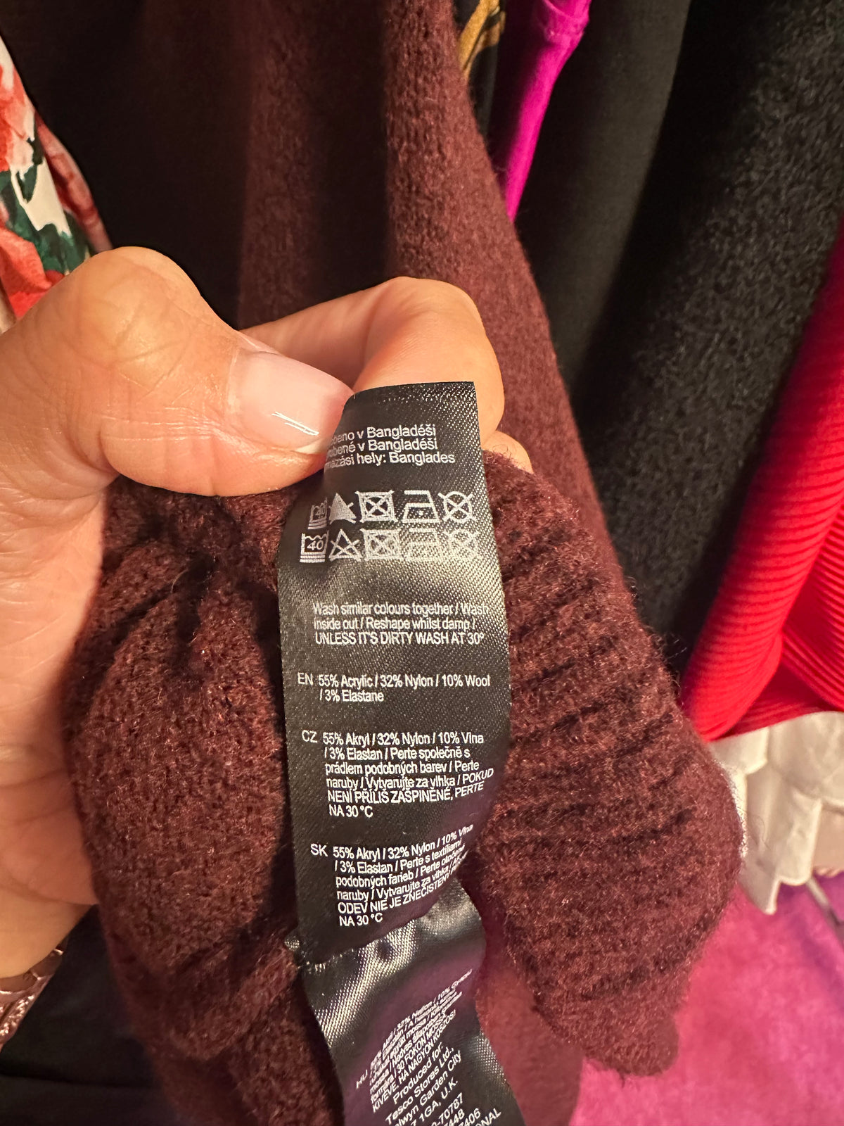 F&F burgundy turtleneck wool knitted dress / jumper size L ( oversized would fit upto size 18) brand new without tags
