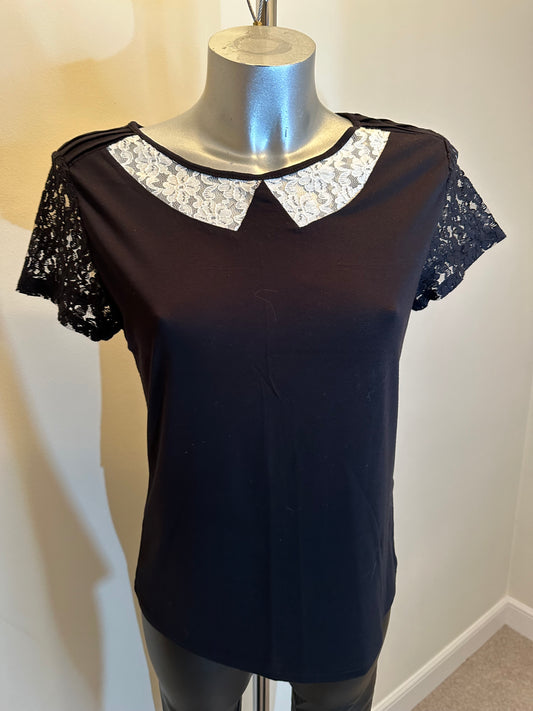 Oasis black lace top size M fit upto size 12