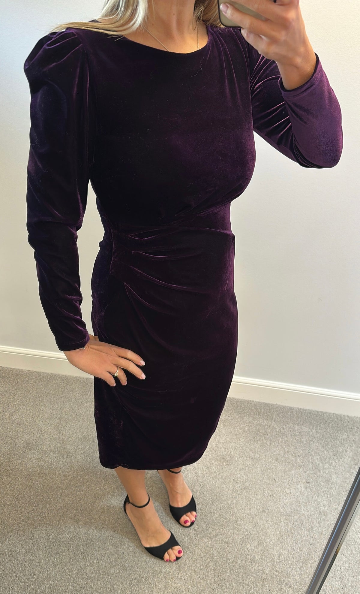 Monsoon purple velvet dress size 14