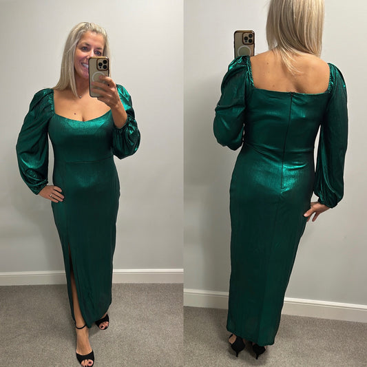 Girl in mind metallic green dress size 14 brand new with tags